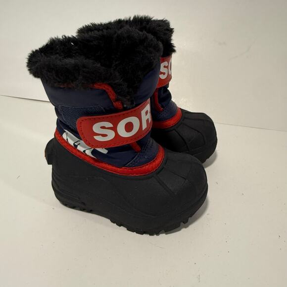 Sorel Commander Toddler Snow Boots Waterproof Blue Red Size 5 - Picture 2 of 5